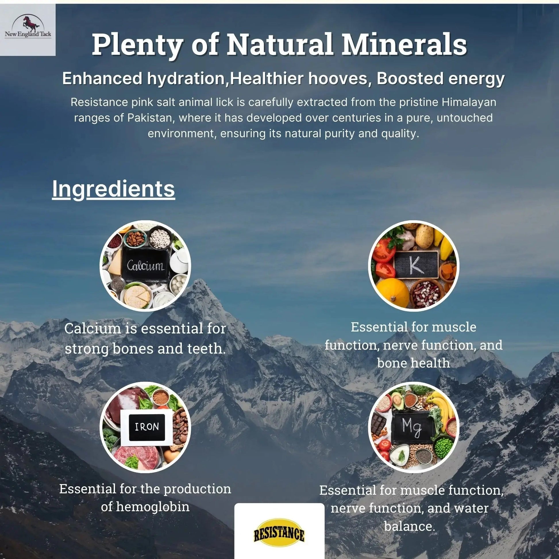 RESISTANCE Pink Himalayan Salt Lick Block with Rope for Horses, Cattle, Deer, Goats, and Livestock – 5 lbs, 16 lbs, and 25 lbs NewEngland Tack