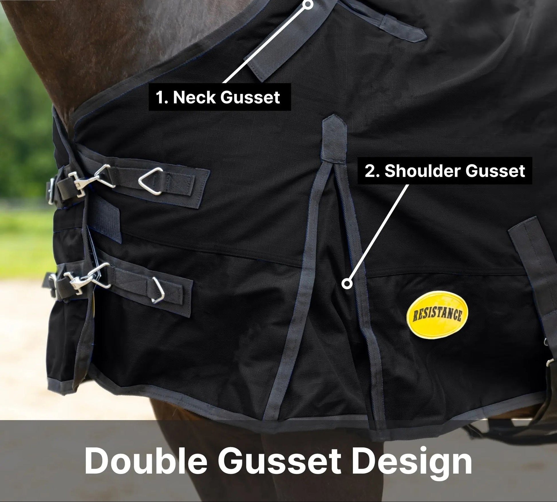 Resistance Premium 1200 Denier Waterproof Horse Turnout Blanket - 300 Grams Fill NewEngland Tack