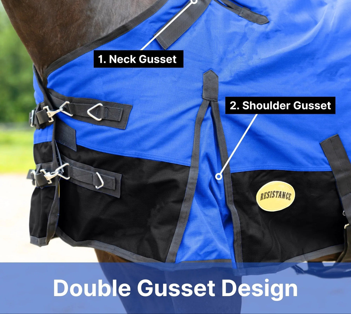 Resistance Premium 1200 Denier Waterproof Horse Turnout Blanket - 300 Grams Fill NewEngland Tack