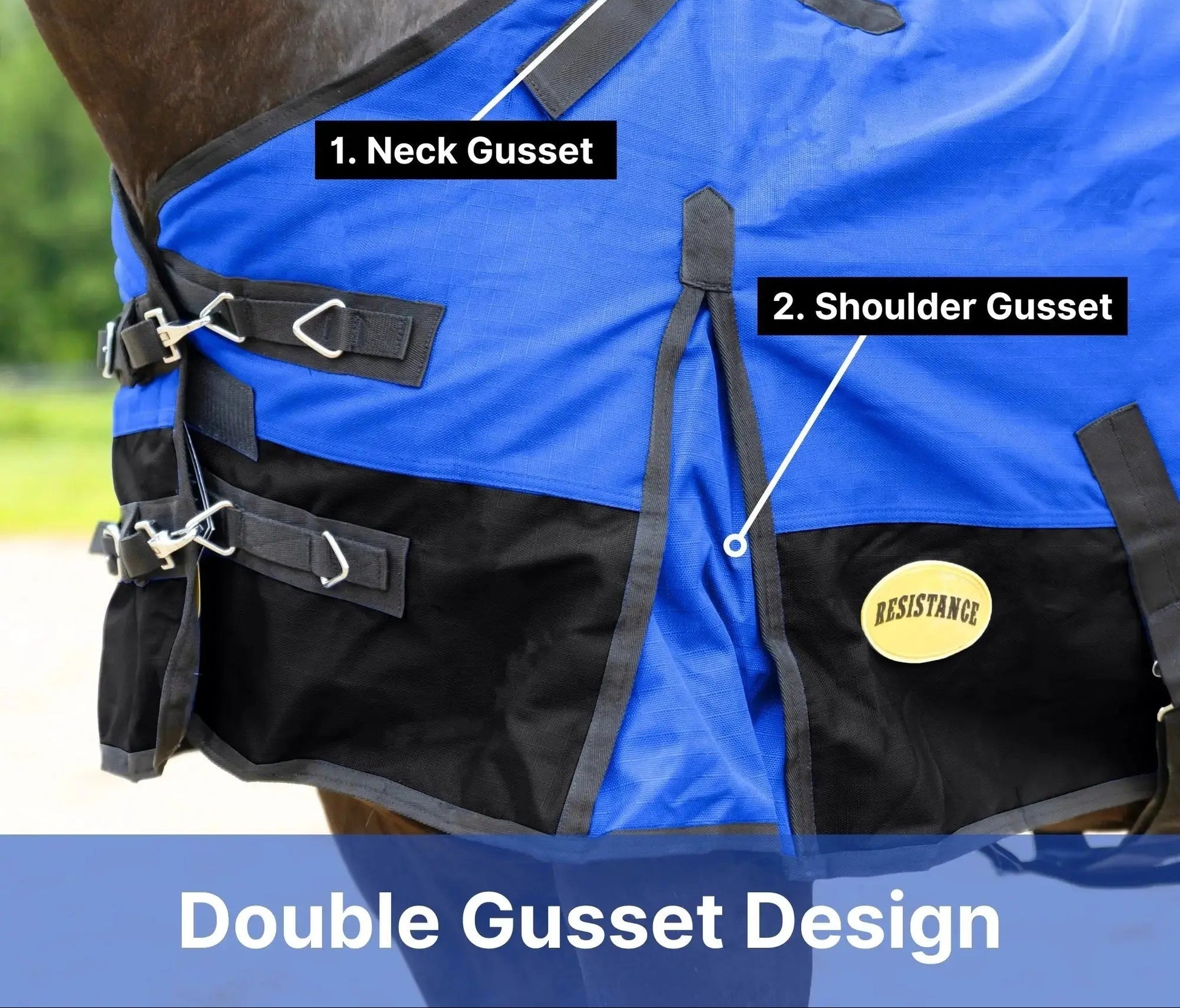 Resistance Premium 1200 Denier Waterproof Horse Turnout Blanket - 300 Grams Fill NewEngland Tack