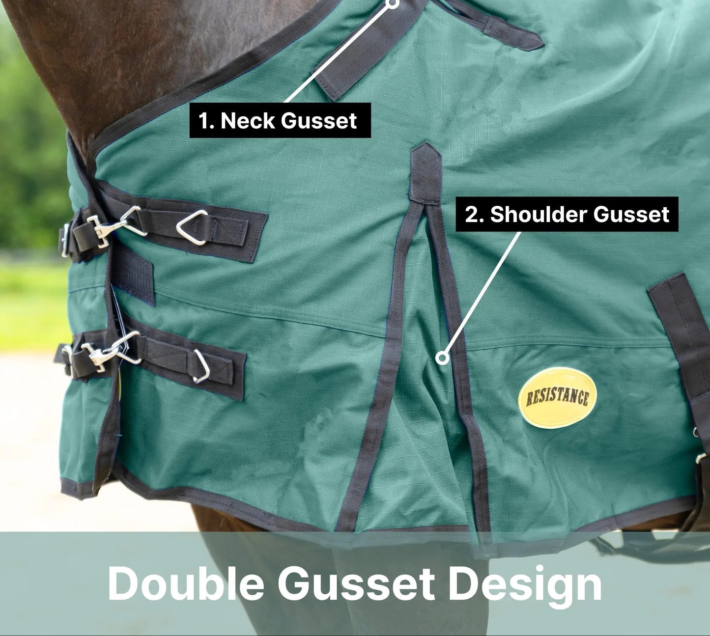 Resistance Premium 1680 Denier Waterproof Horse Turnout Blanket - 300 Grams Fill NewEngland Tack