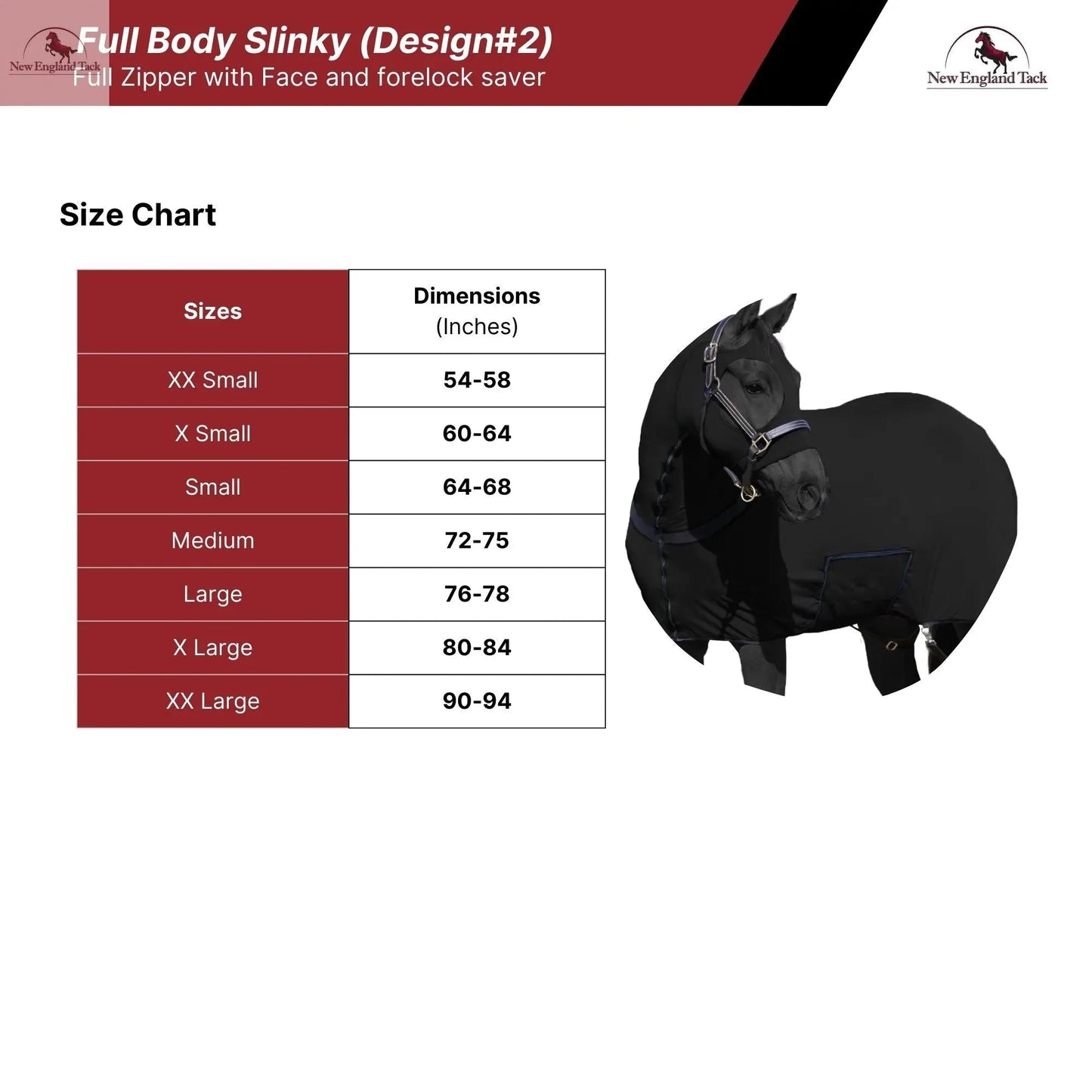 Resistance Premium Horse Full Body Slinky with Full Zipper Face and Forelock Saver - Lycra Material NewEngland Tack
