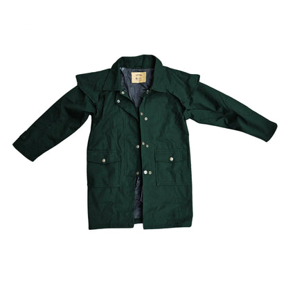 Resistance Unisex Western Oilskin Waterproof Duster Coat, Workwear Kids Rain Coat With Brass Button And Pockets NewEngland Tack