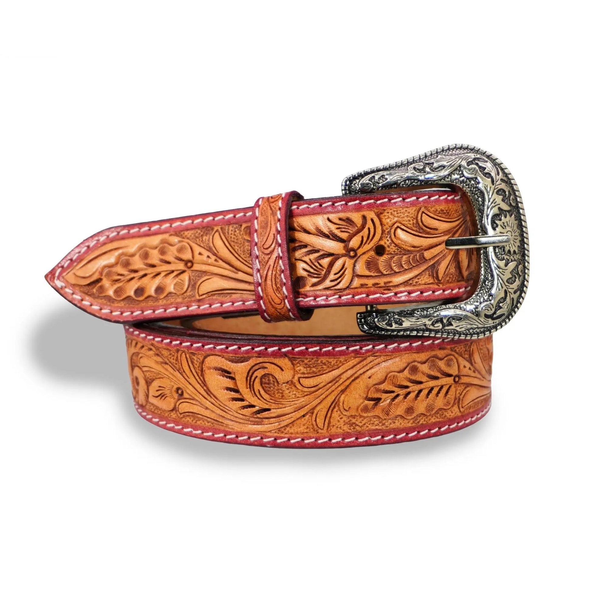 Resistance Western Cowgirl Cowboy Floral Tooled  Argentinian Leather Belt NewEngland Tack