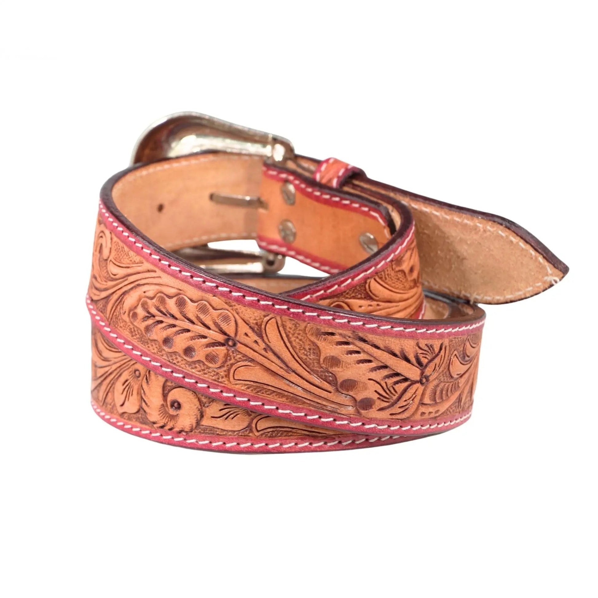Resistance Western Cowgirl Cowboy Floral Tooled  Argentinian Leather Belt NewEngland Tack