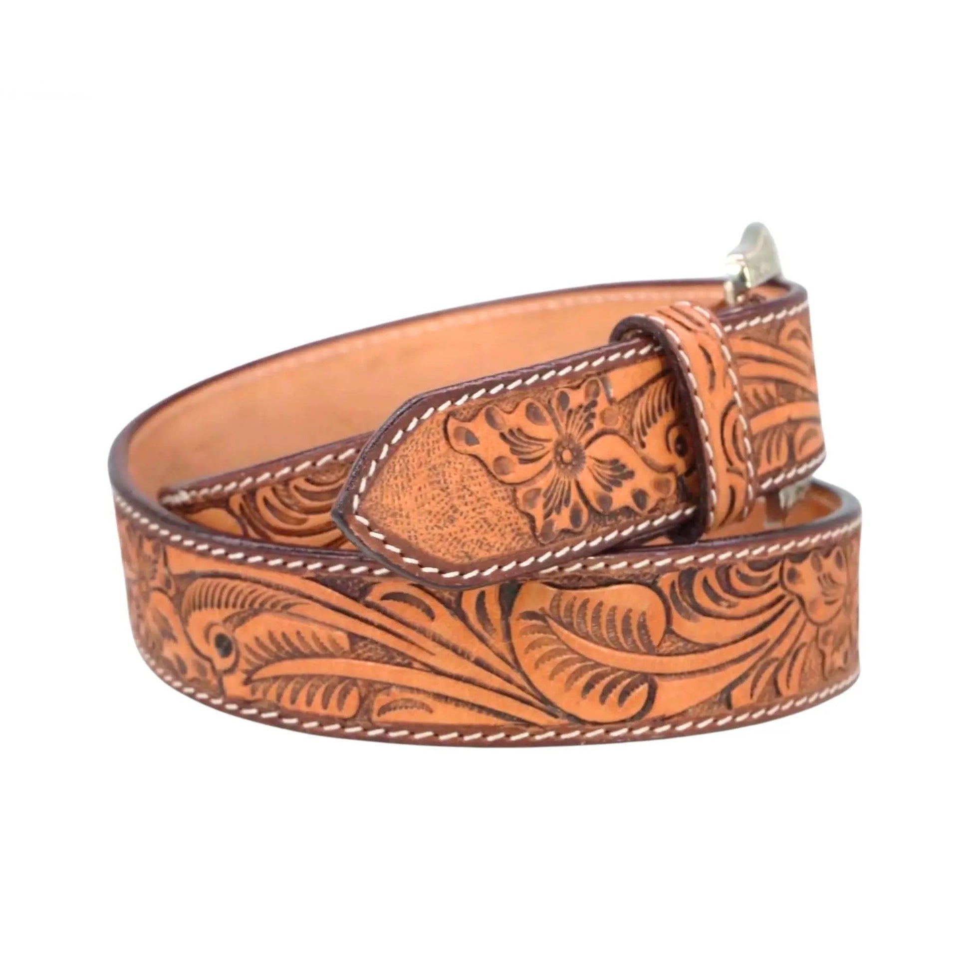 Resistance Western Cowgirl Cowboy Floral Tooled  Argentinian Leather Belt NewEngland Tack