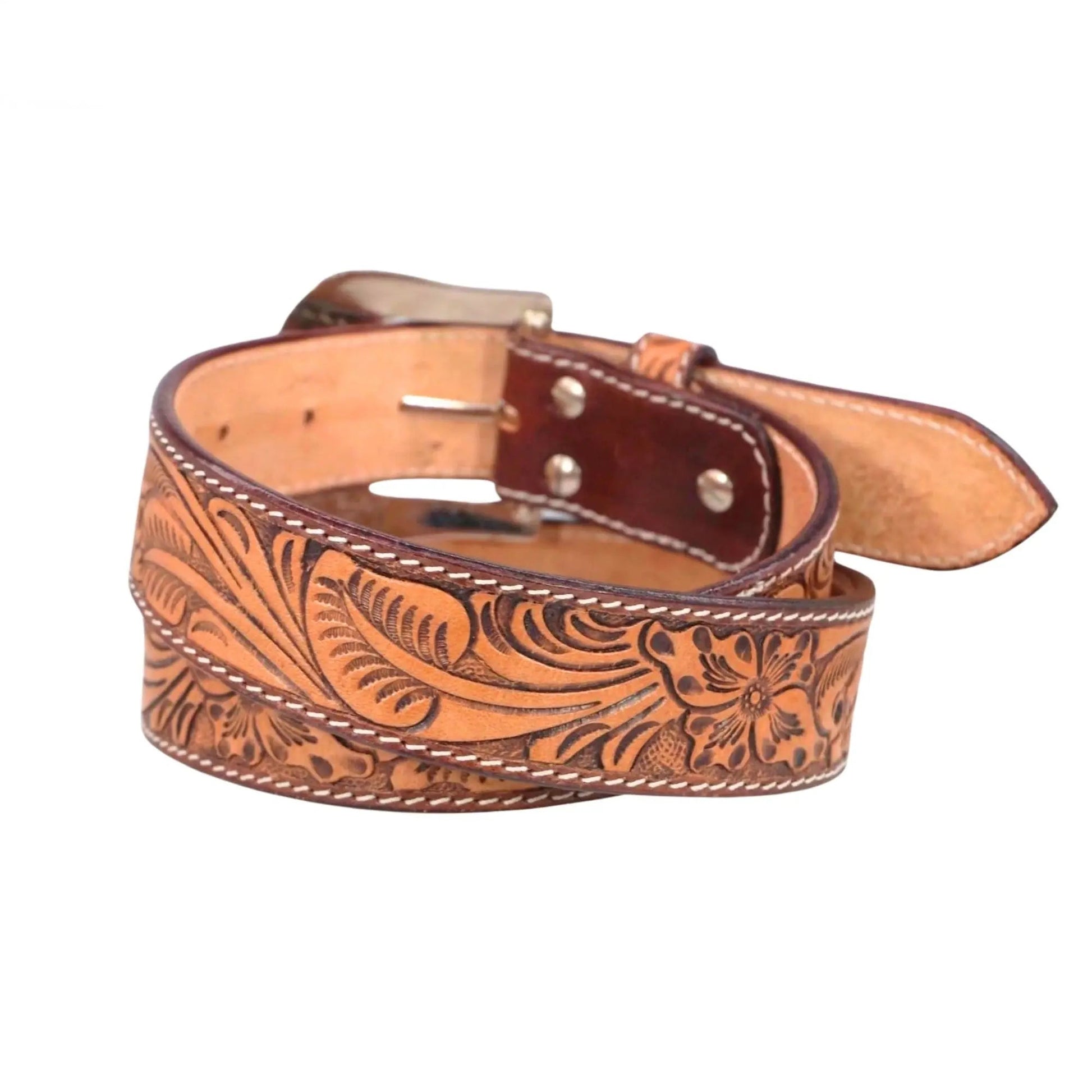 Resistance Western Cowgirl Cowboy Floral Tooled  Argentinian Leather Belt NewEngland Tack
