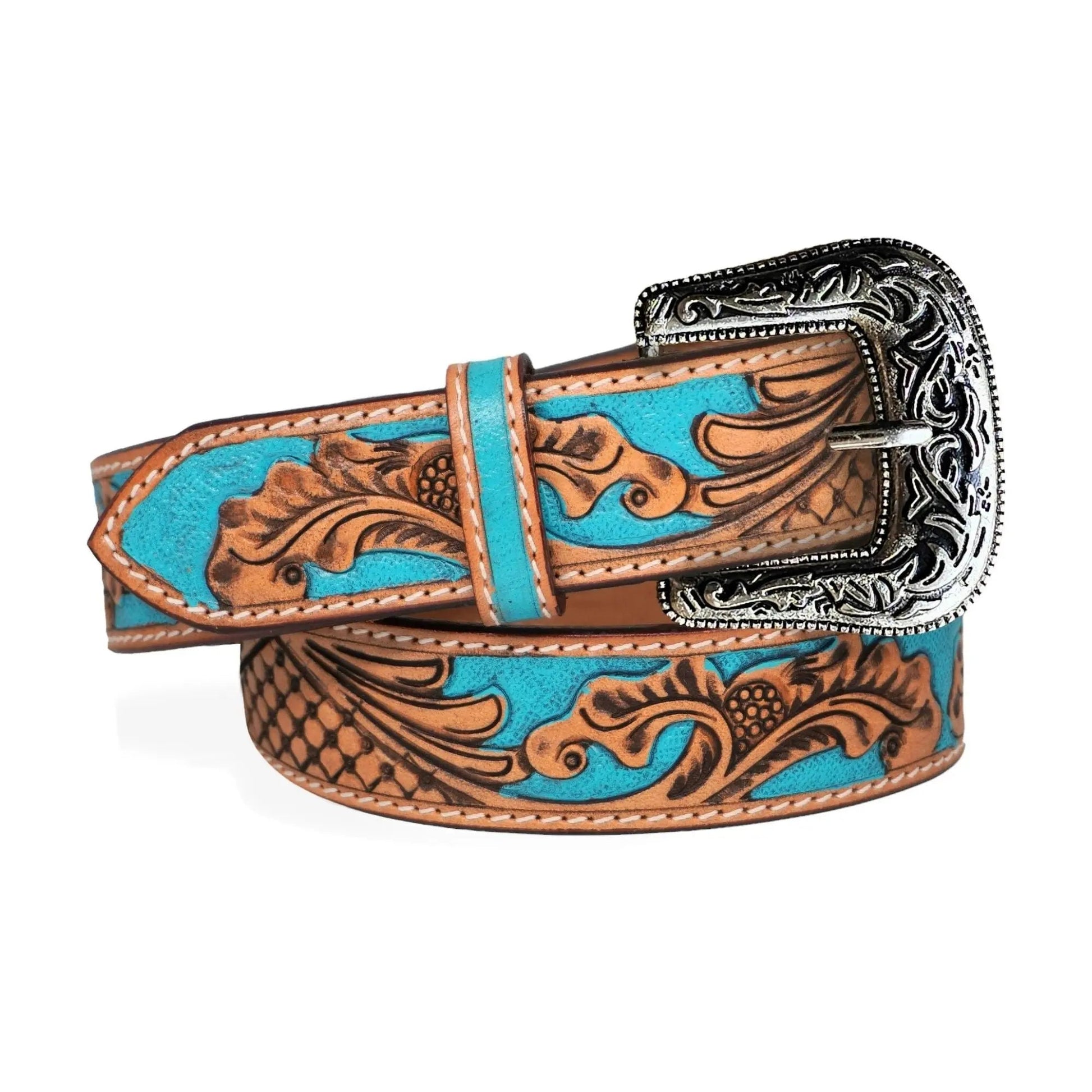Resistance Western Cowgirl Cowboy Floral Tooled  Argentinian Leather Belt NewEngland Tack