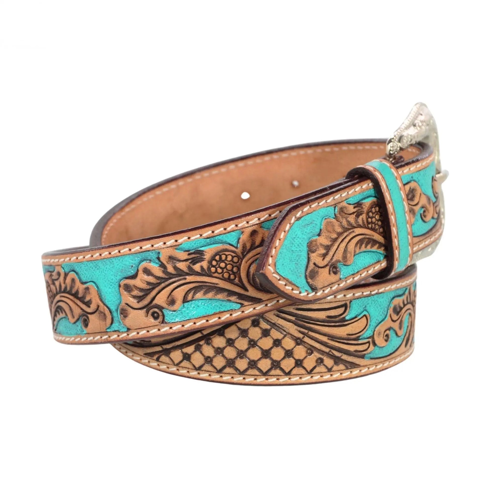Resistance Western Cowgirl Cowboy Floral Tooled  Argentinian Leather Belt NewEngland Tack