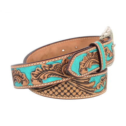 Resistance Western Cowgirl Cowboy Floral Tooled  Argentinian Leather Belt NewEngland Tack