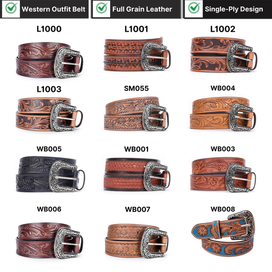 Resistance Classic Western Style Full Grain Leather Belt 1-1/2"(38mm) Wide- Comfortable Accessory With Free Buckle NewEngland Tack