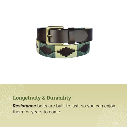 TexanTack Polo Belt for Men | Hand Stitched Leather Belt With Colorful Embroidery | Gaucho Style Belt 1.5” Wide TexanTack
