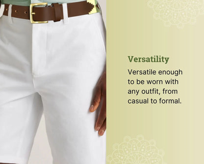 TexanTack Polo Belt for Men | Hand Stitched Leather Belt With Colorful Embroidery | Gaucho Style Belt 1.5” Wide TexanTack