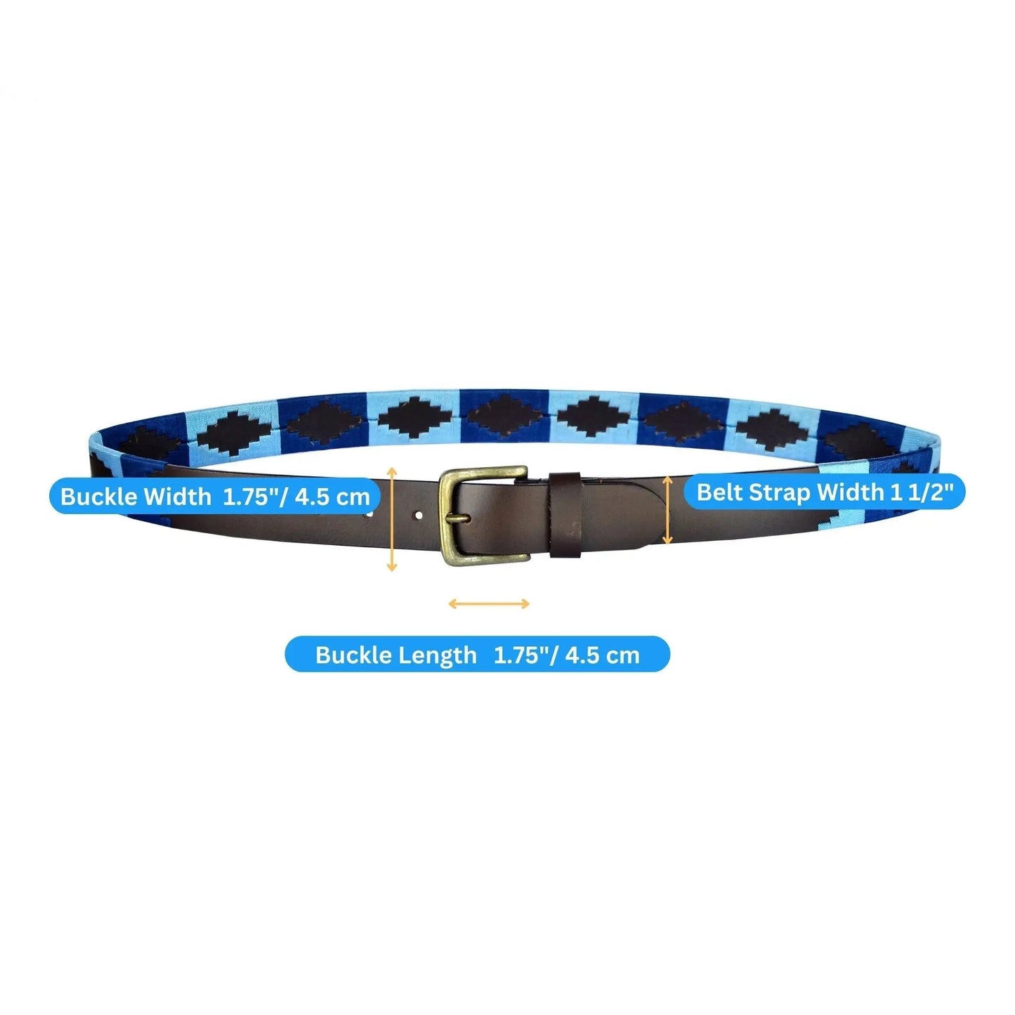TexanTack Polo Belt for Men | Hand Stitched Leather Belt With Colorful Embroidery | Gaucho Style Belt 1.5” Wide TexanTack
