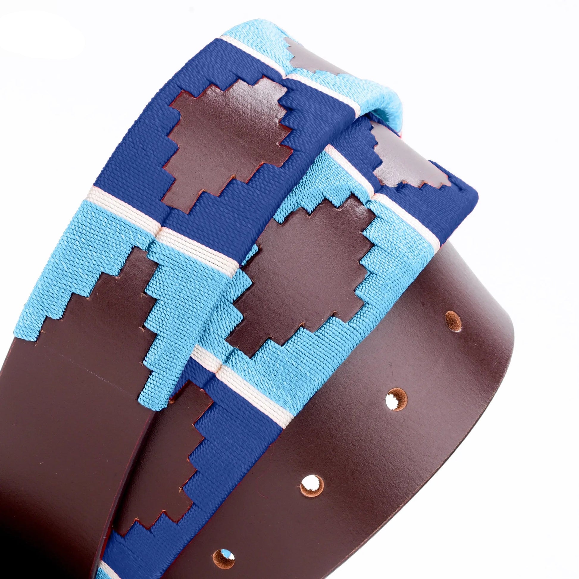 TexanTack Polo Belt for Men | Hand Stitched Leather Belt With Colorful Embroidery | Gaucho Style Belt 1.5” Wide TexanTack