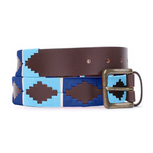 TexanTack Polo Belt for Men | Hand Stitched Leather Belt With Colorful Embroidery | Gaucho Style Belt 1.5” Wide TexanTack