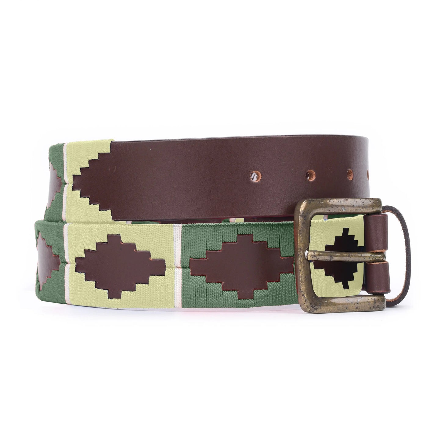 TexanTack Polo Belt for Men | Hand Stitched Leather Belt With Colorful Embroidery | Gaucho Style Belt 1.5” Wide TexanTack