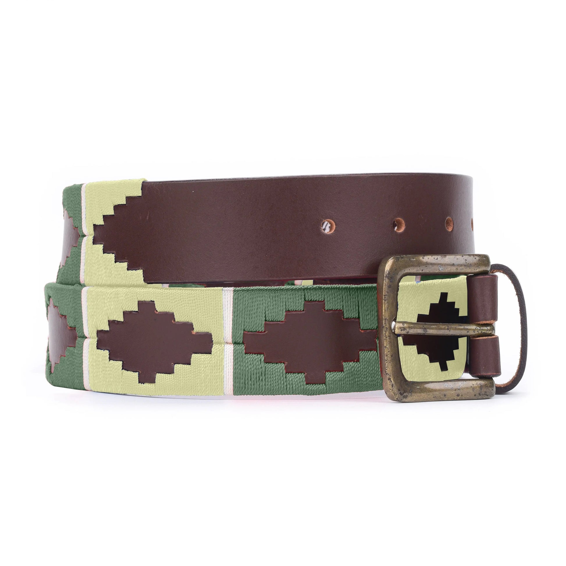 TexanTack Polo Belt for Men | Hand Stitched Leather Belt With Colorful Embroidery | Gaucho Style Belt 1.5” Wide TexanTack