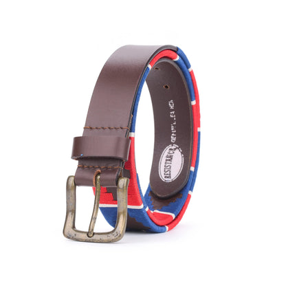 TexanTack Polo Belt for Men | Hand Stitched Leather Belt With Colorful Embroidery | Gaucho Style Belt 1.5” Wide TexanTack