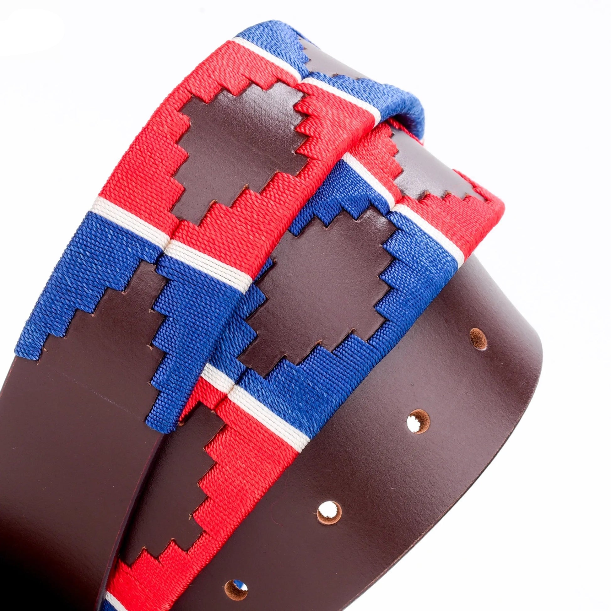 TexanTack Polo Belt for Men | Hand Stitched Leather Belt With Colorful Embroidery | Gaucho Style Belt 1.5” Wide TexanTack