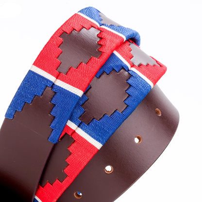 TexanTack Polo Belt for Men | Hand Stitched Leather Belt With Colorful Embroidery | Gaucho Style Belt 1.5” Wide TexanTack