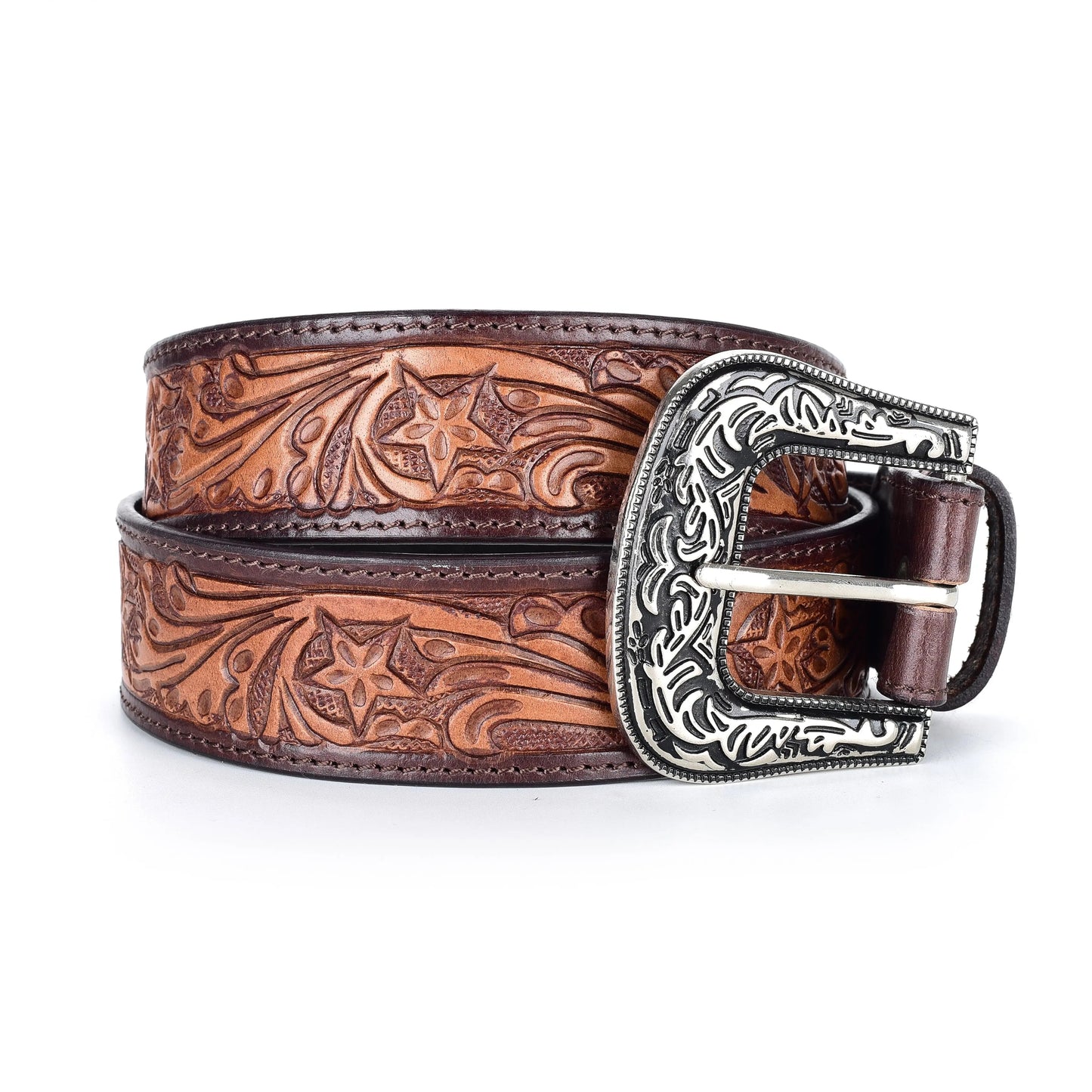 TexanTack Western Cowboy Cowgirl Belts For Women With Big Buckle, Plus Size Women's Brown Western Belt TexanTack