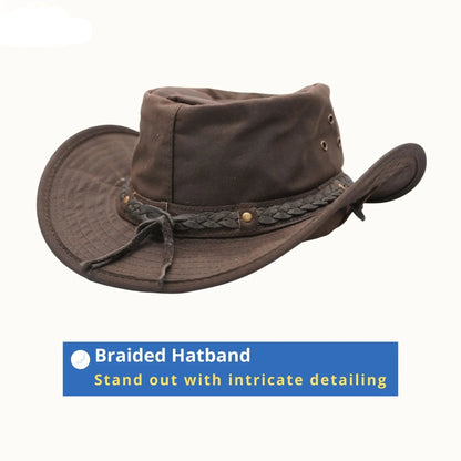Copy of Western Cowboy Hat, Grain Cow Leather with Buffalo Conchos Hat Band - Multiple Colors (Black, Brown, Radish Brown, Tan) NewEnglandTack