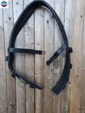 Black Full Size Horse Buffalo Leather Square Stud Browband Driving Harness Set NewEnglandTack