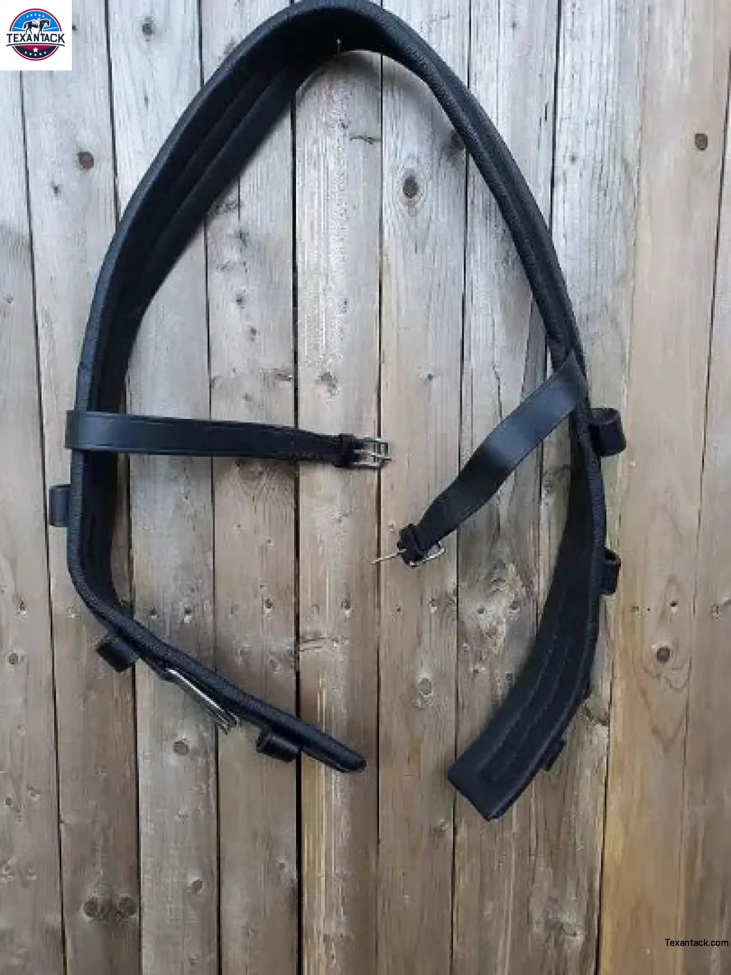 Black Full Size Horse Buffalo Leather Square Stud Browband Driving Harness Set NewEnglandTack