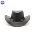 Classic Western Cowboy Hat – Real Cowhide Leather, Unisex, Wide Brim TEXANTACK