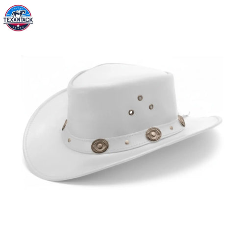Classic Western Cowboy Hat – Real Cowhide Leather, Unisex, Wide Brim