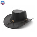 Classic Western Cowboy Hat – Real Cowhide Leather, Unisex, Wide Brim TEXANTACK