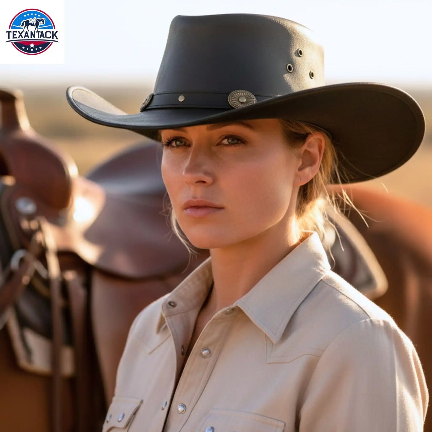 Classic Western Cowboy Hat – Real Cowhide Leather, Unisex, Wide Brim TEXANTACK