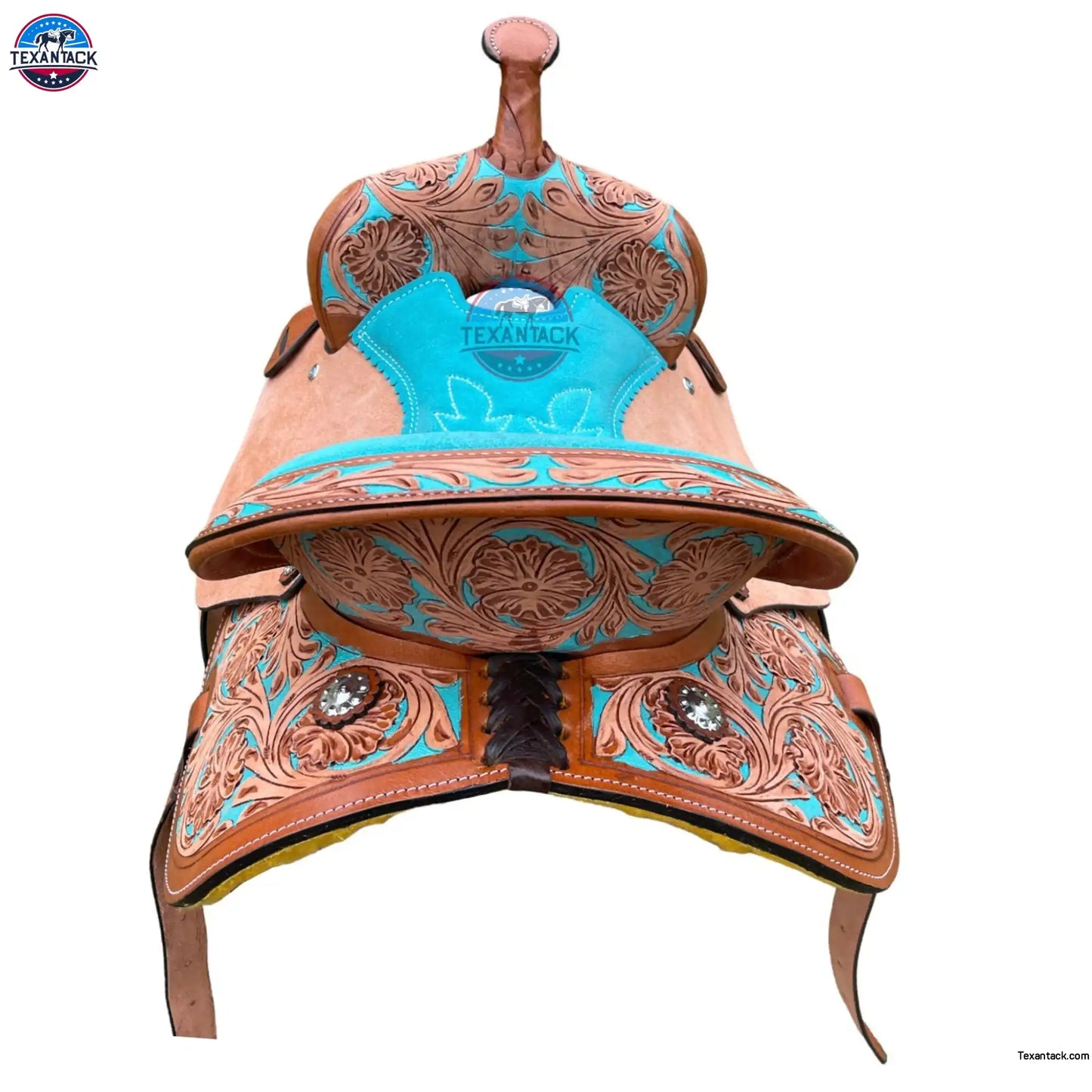 Floral Tooled Leather Western Saddle with Matching Tack Set TEXANTACK