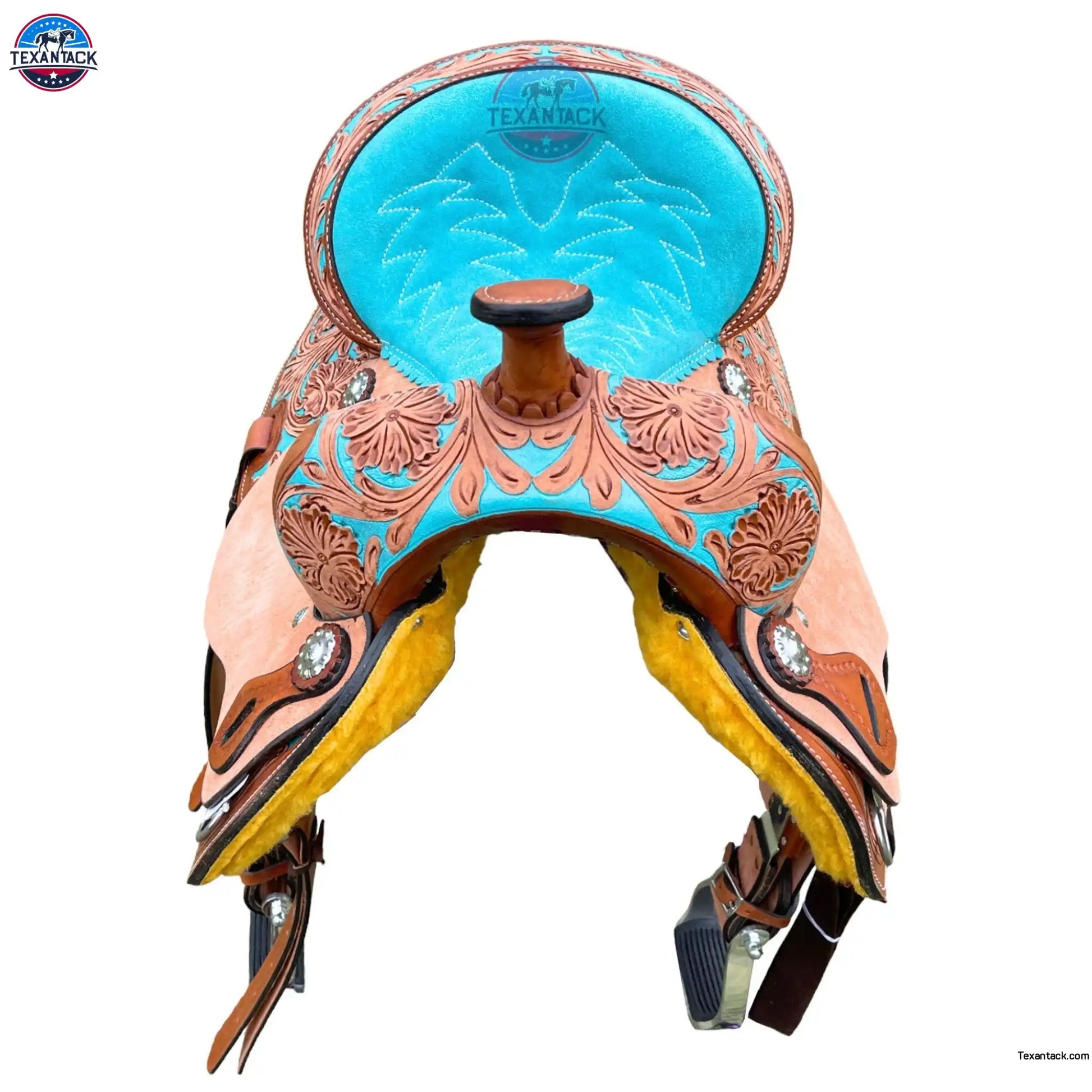 Floral Tooled Leather Western Saddle with Matching Tack Set TEXANTACK
