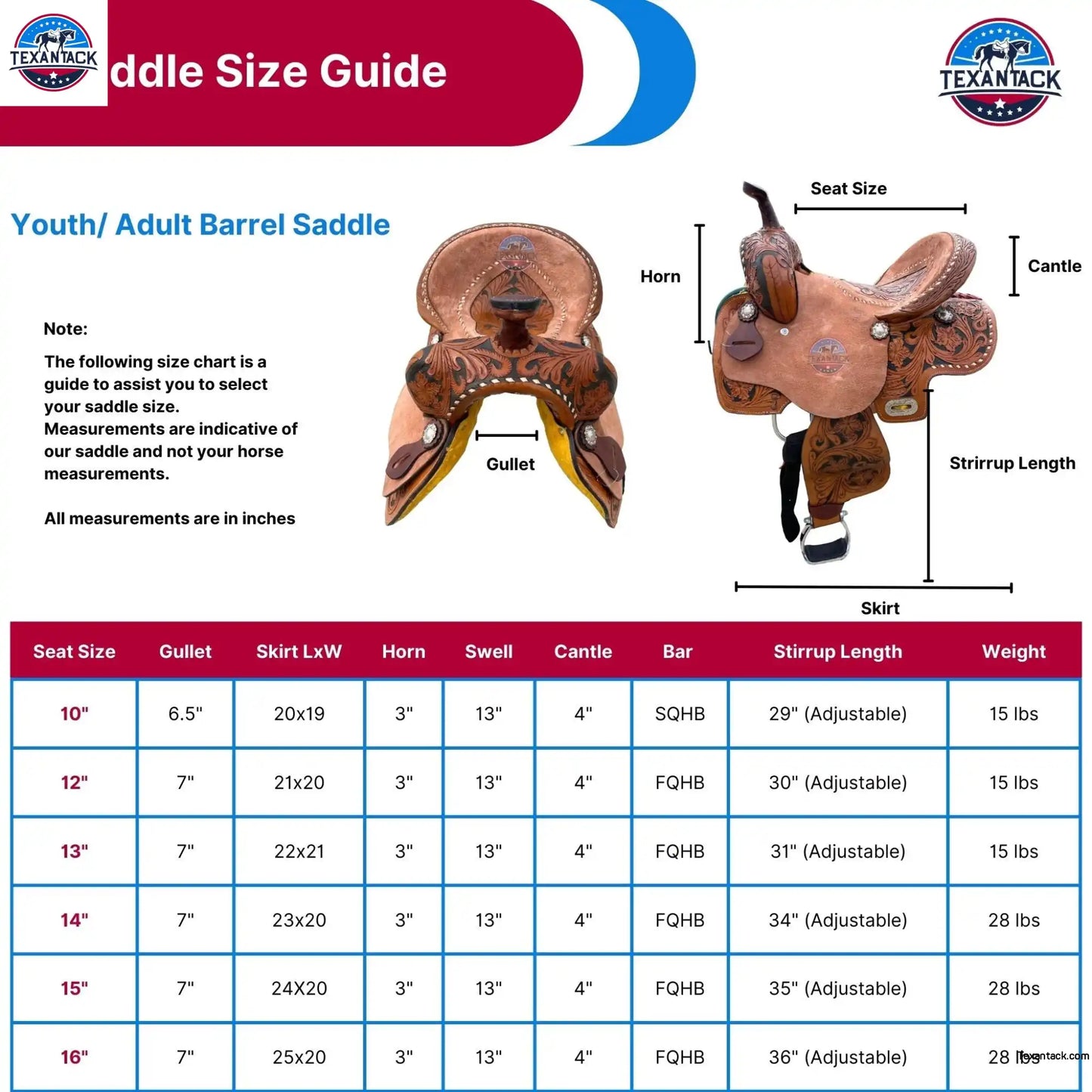 Floral Tooled Western Barrel Saddle with Roughout Leather TEXANTACK