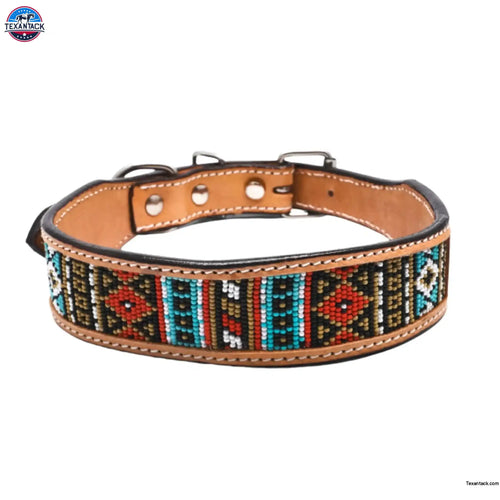 Handcrafted Argentinian Leather Dog Collar with Floral Tooling - Premium Quality