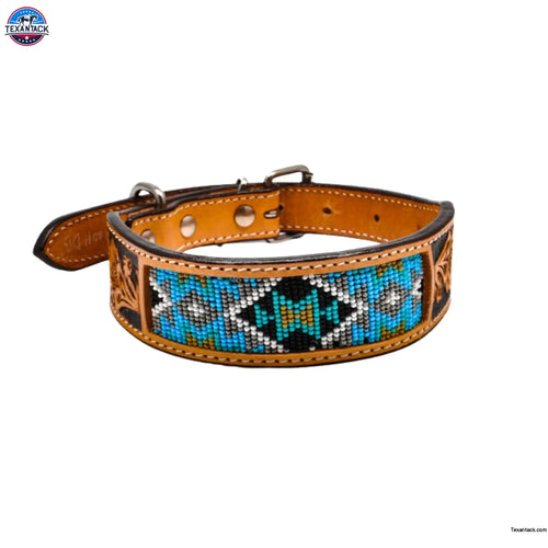Handcrafted Argentinian Leather Dog Collar with Floral Tooling - Premium Quality
