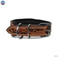 Handcrafted Argentinian Leather Dog Collar with Floral Tooling - Premium Quality NewEngland Tack