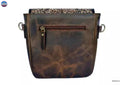 Handcrafted Hand Bag Gift For Her,  Western Brown Leather Purses For Cowgirl, Handmade Crossbody Floral Tooled Cowhide Satchel Bag - NewEngland Tack
