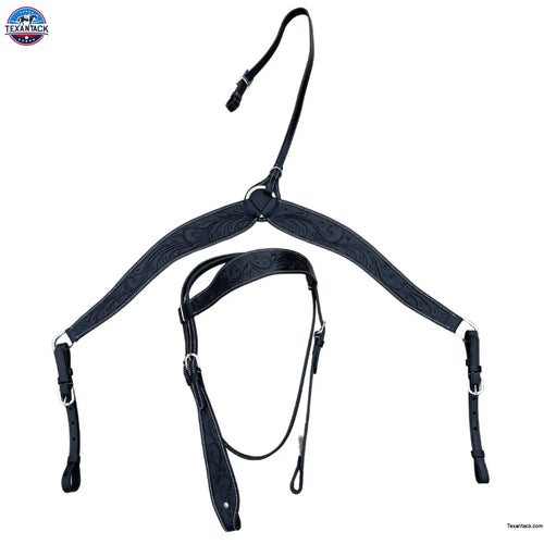 Headstall and Breast Collar Set Black- Argentinian Leather