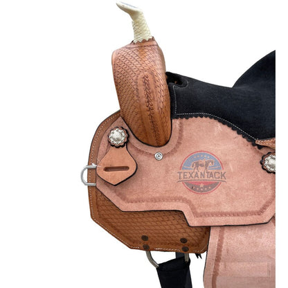 Youth Western Barrel Saddle – Basket Weave Design with Free Matching Tack Set