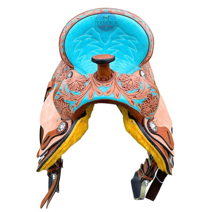 Handcrafted Western Saddle – 100% Genuine Leather with Floral Tooling &amp; Silver Conchos