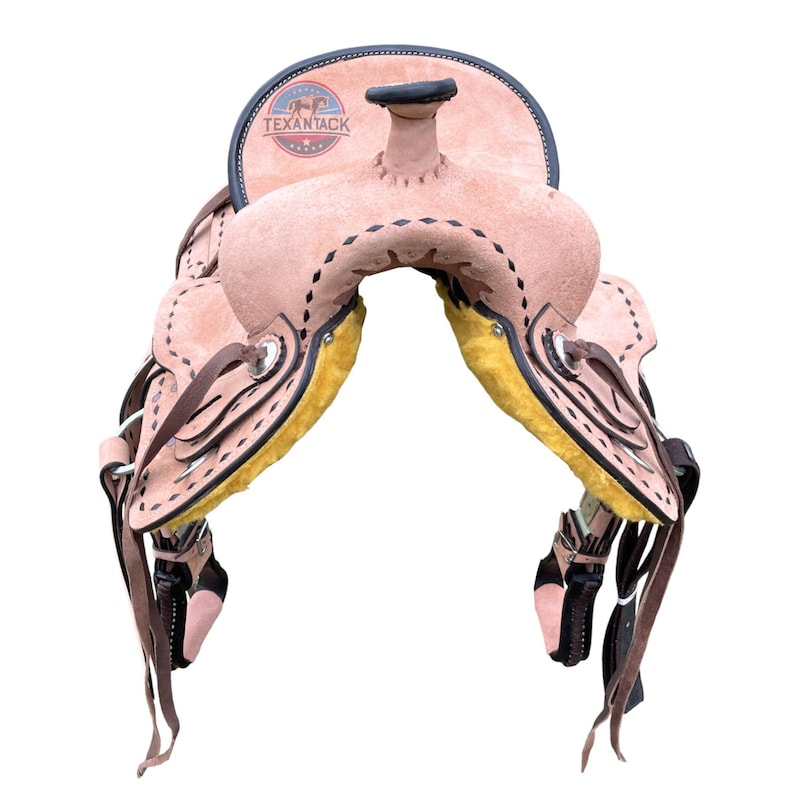 Western Ranch-Style Saddle – Hard Seat with Double Skirt, Silver Conchos & Brown Lacing