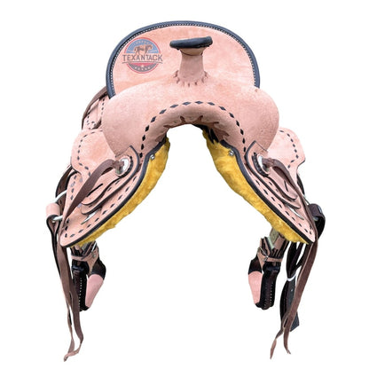 Western Ranch-Style Saddle – Hard Seat with Double Skirt, Silver Conchos & Brown Lacing