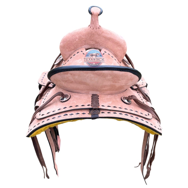 Western Ranch-Style Saddle – Hard Seat with Double Skirt, Silver Conchos & Brown Lacing