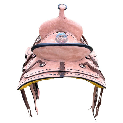 Western Ranch-Style Saddle – Hard Seat with Double Skirt, Silver Conchos & Brown Lacing