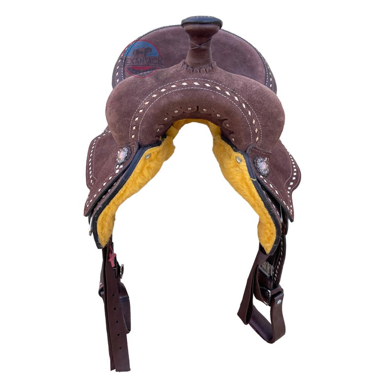 Barrel Racing Deep Seat Saddle – Rough-Out Leather with Buck Stitching
