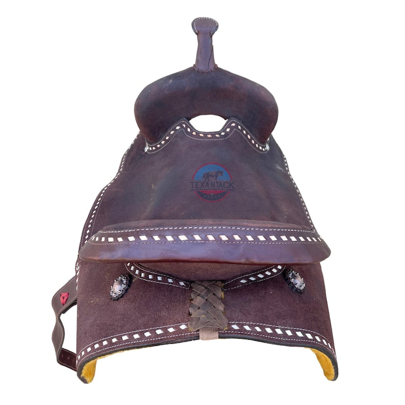 Barrel Racing Deep Seat Saddle – Rough-Out Leather with Buck Stitching