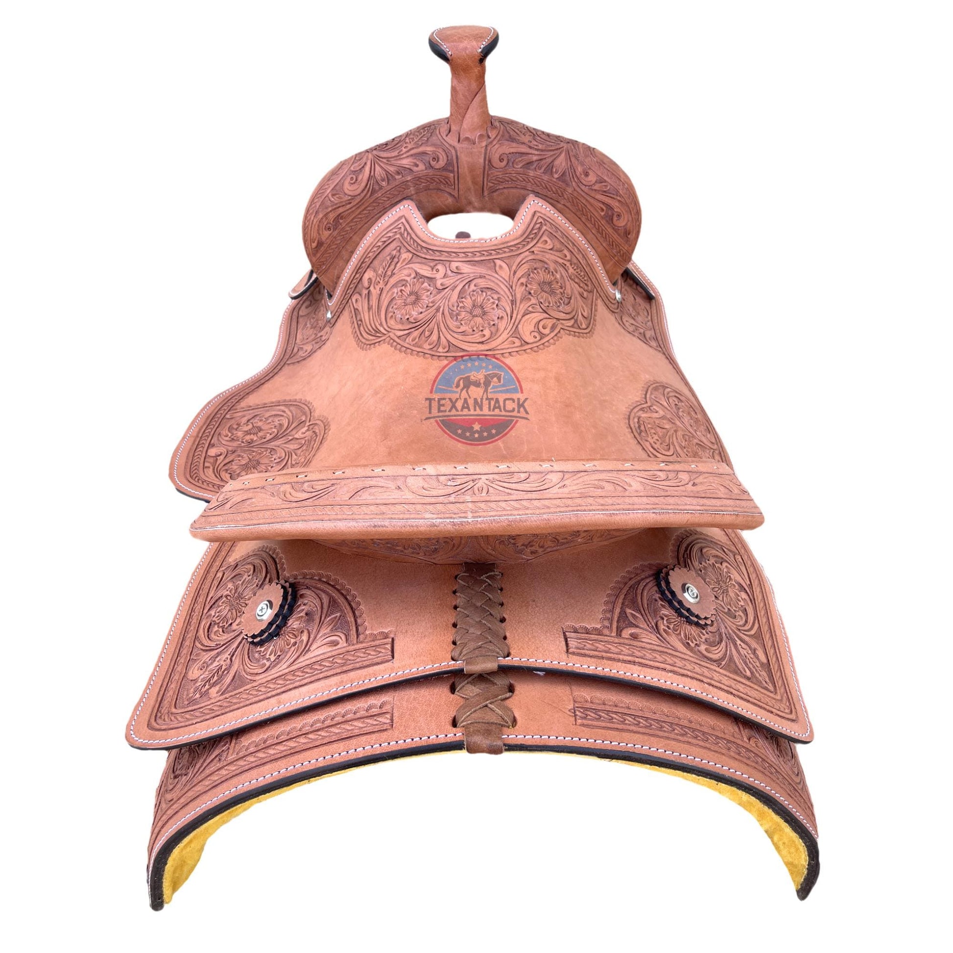 Premium Ranch Cutter Saddle | Hand Tooled Leather | 14"-17" Seat | FQHB 7" Gullet | Oily & Non-Oily Finish | Western Horse Saddle TEXANTACK